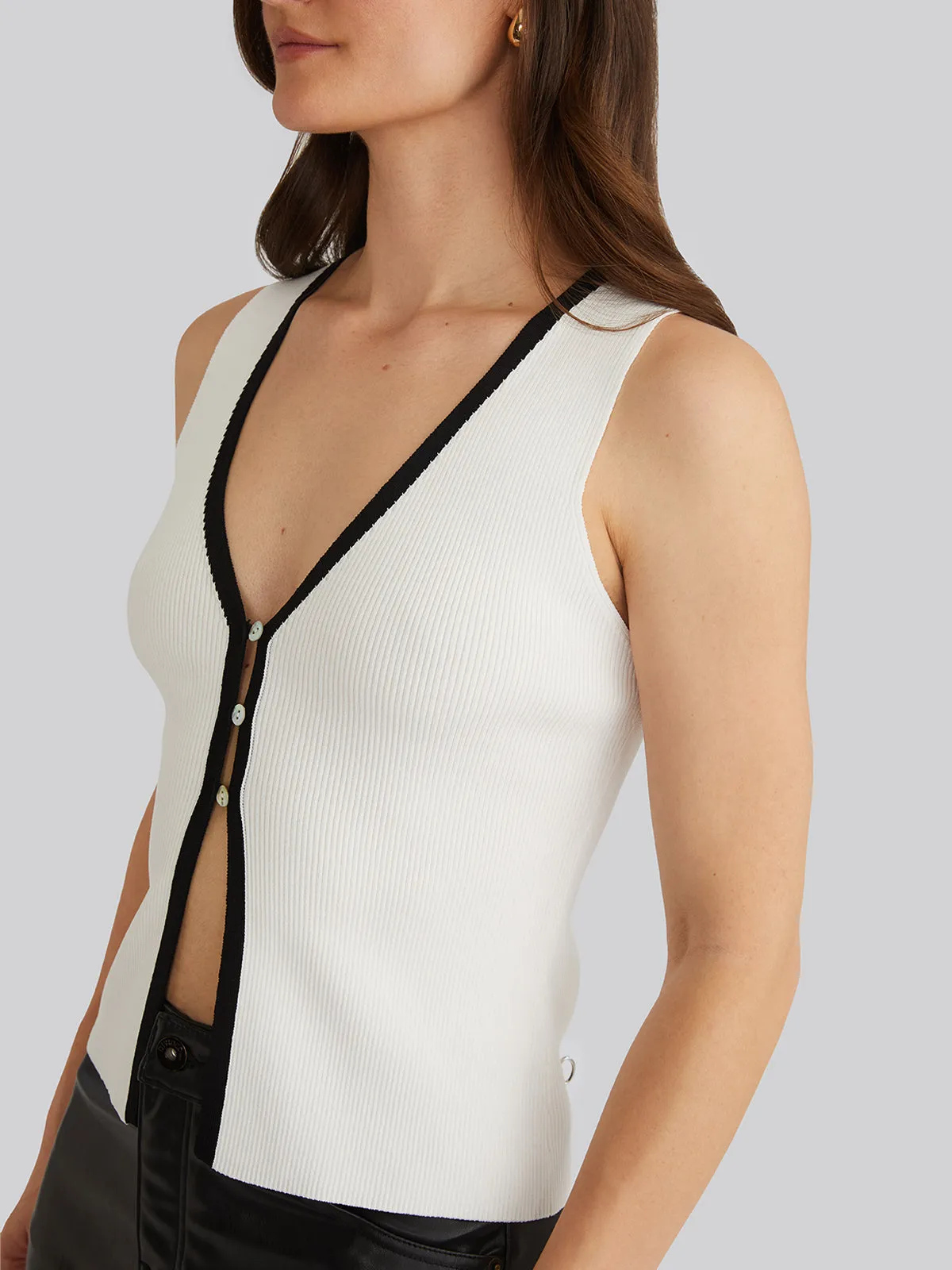 Abby: Tipping Button Front Vest