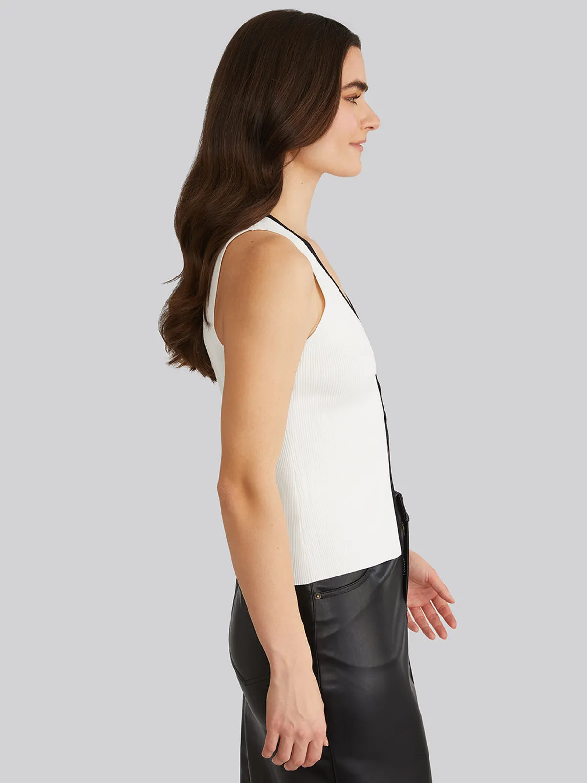 Abby: Tipping Button Front Vest