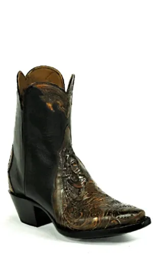 Black Jack Tooled Sanded Brown Bootie