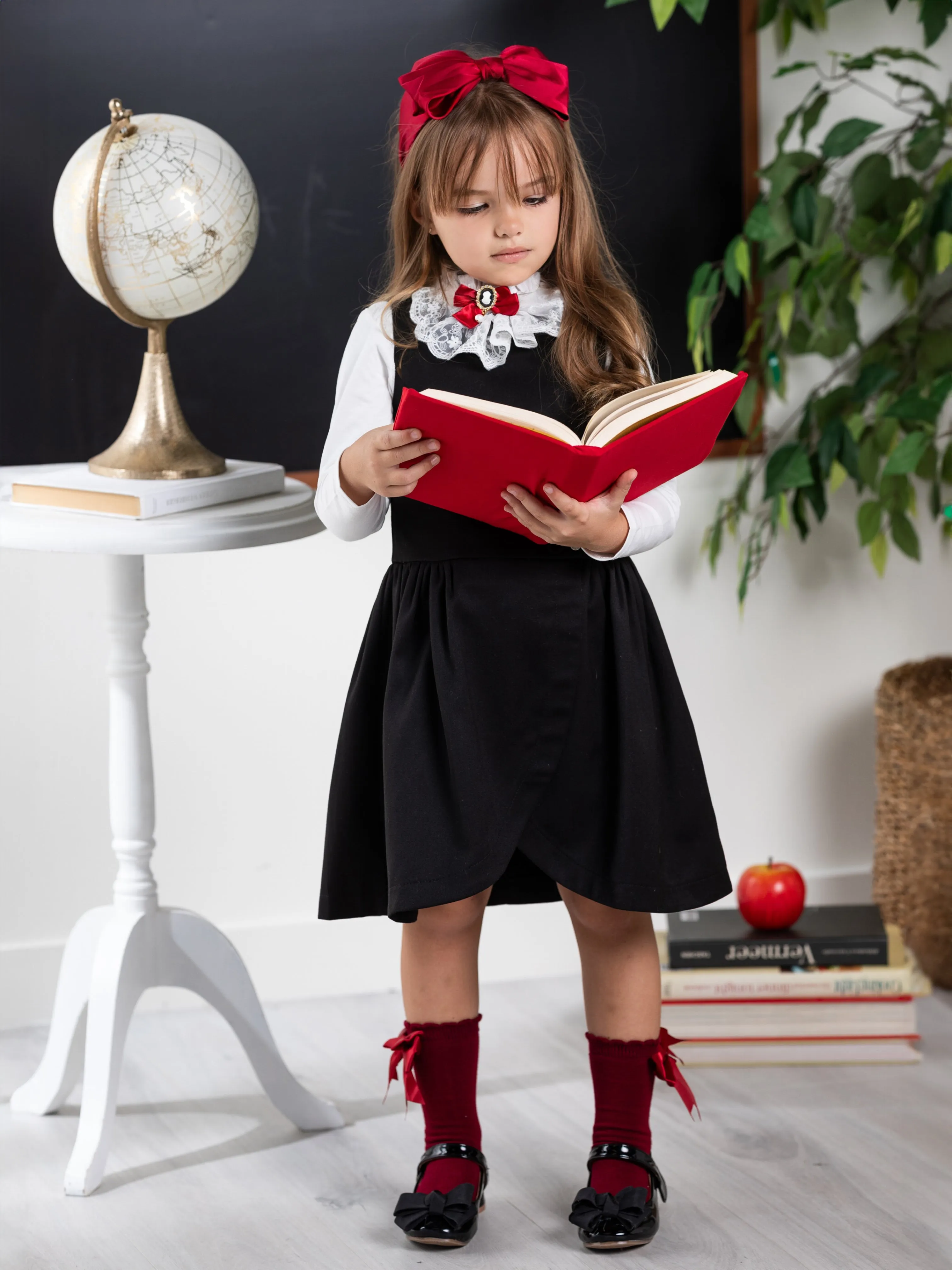 Black Tulip Hem Girls Uniform Dress by Kids Couture