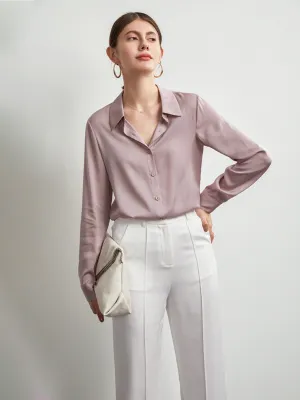 Classic Concealed Placket Women Silk Shirt