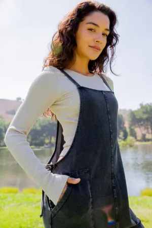 Drawstring Waist Spaghetti Strap Overalls with Pockets