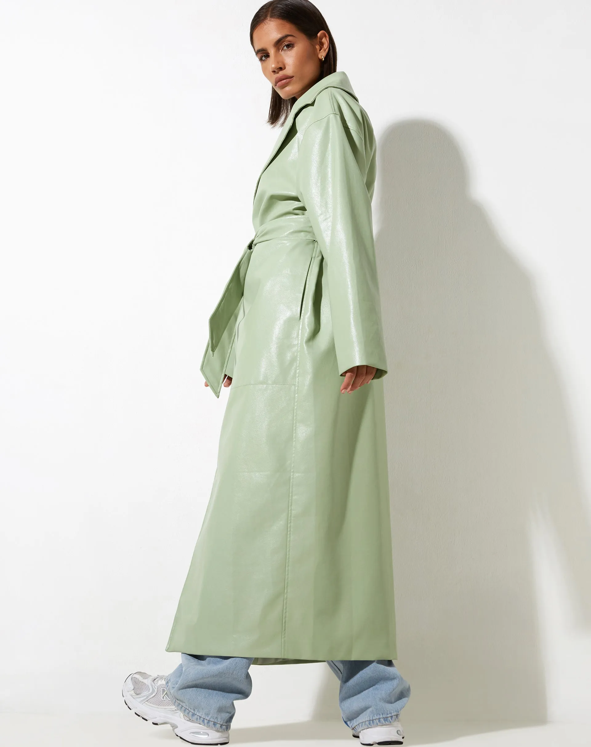 Ejo Trench Coat in PU Mint