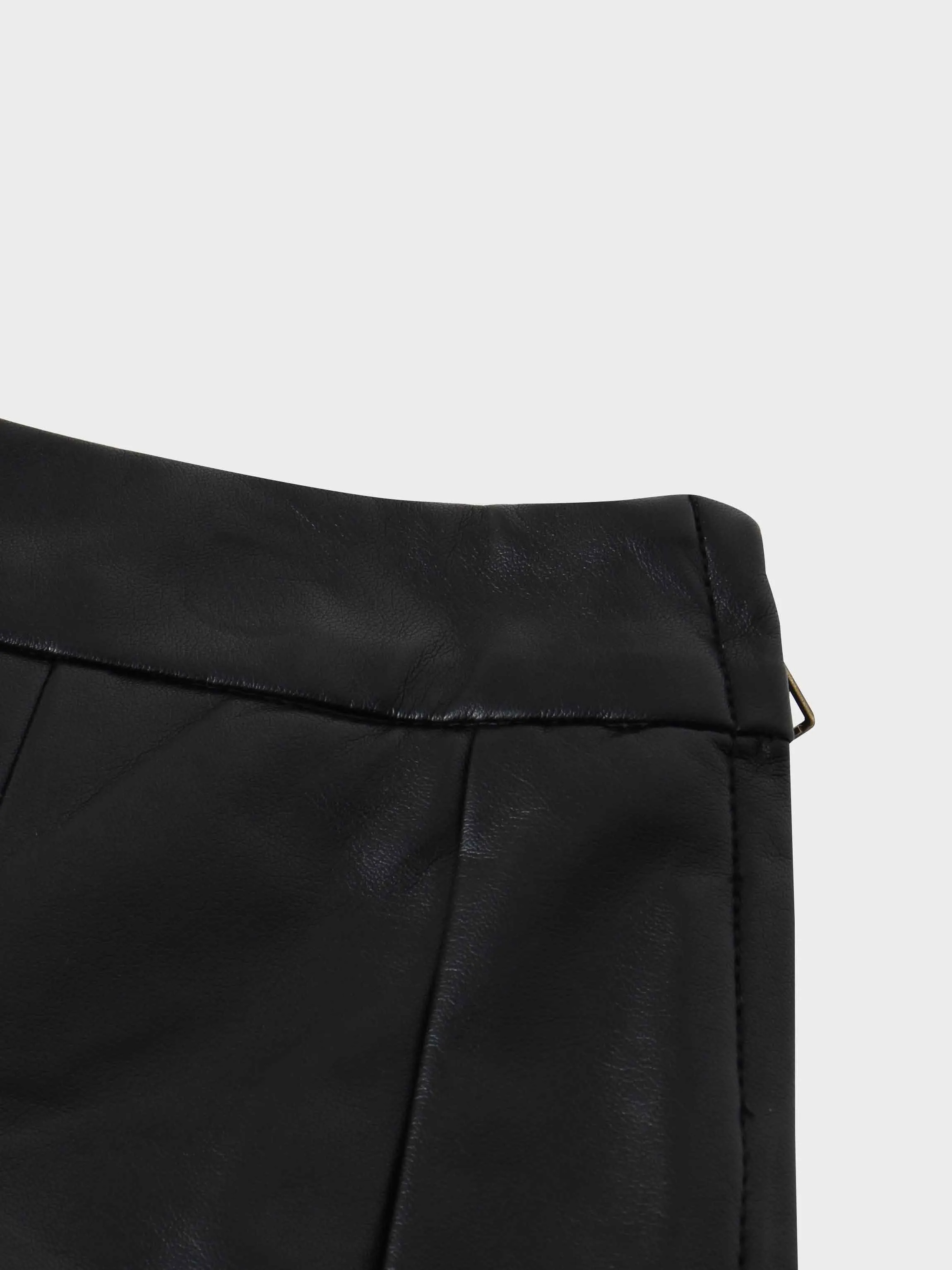 Flare Leather Skirt 23.5"-Black