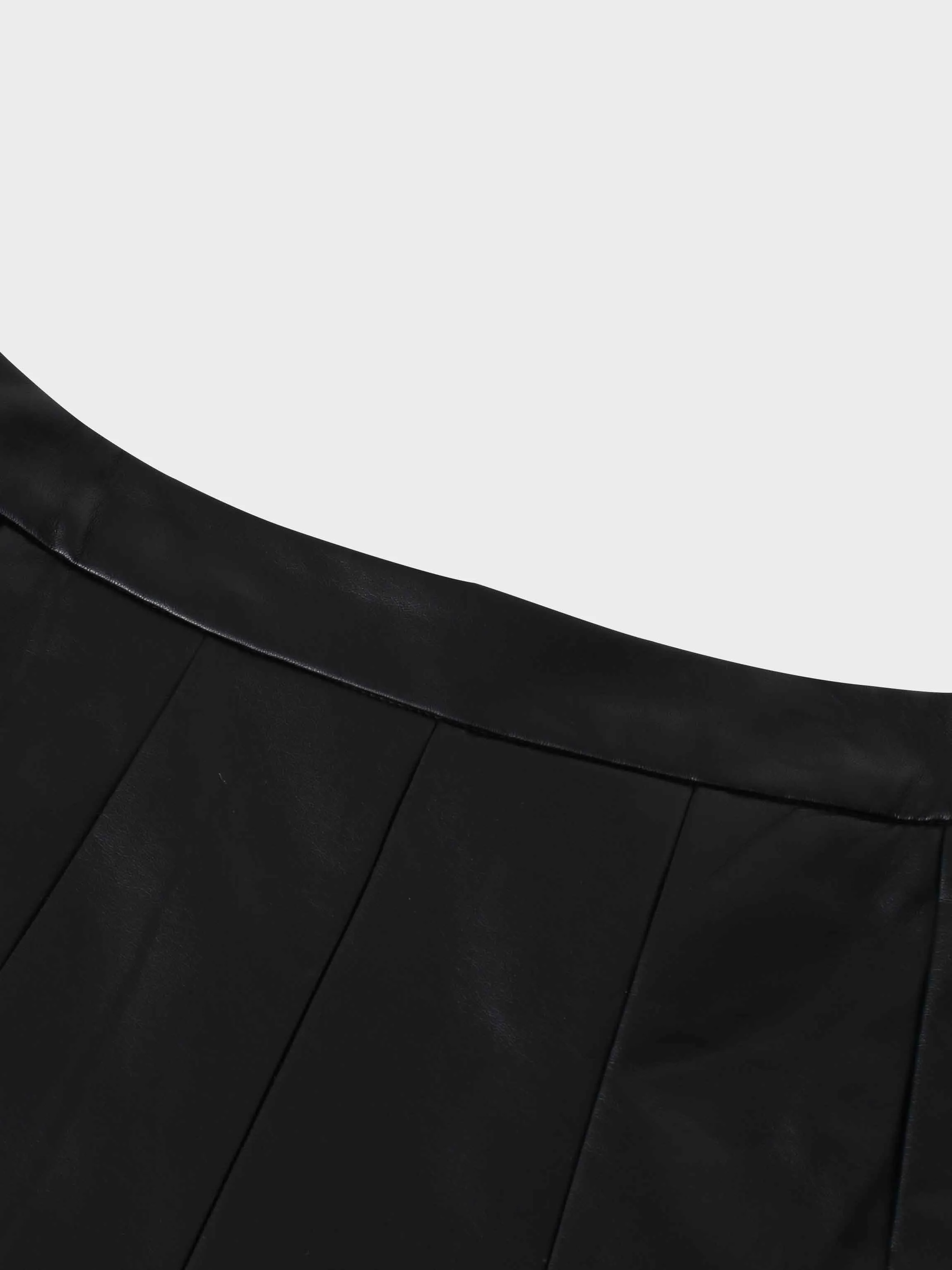 Flare Leather Skirt 23.5"-Black