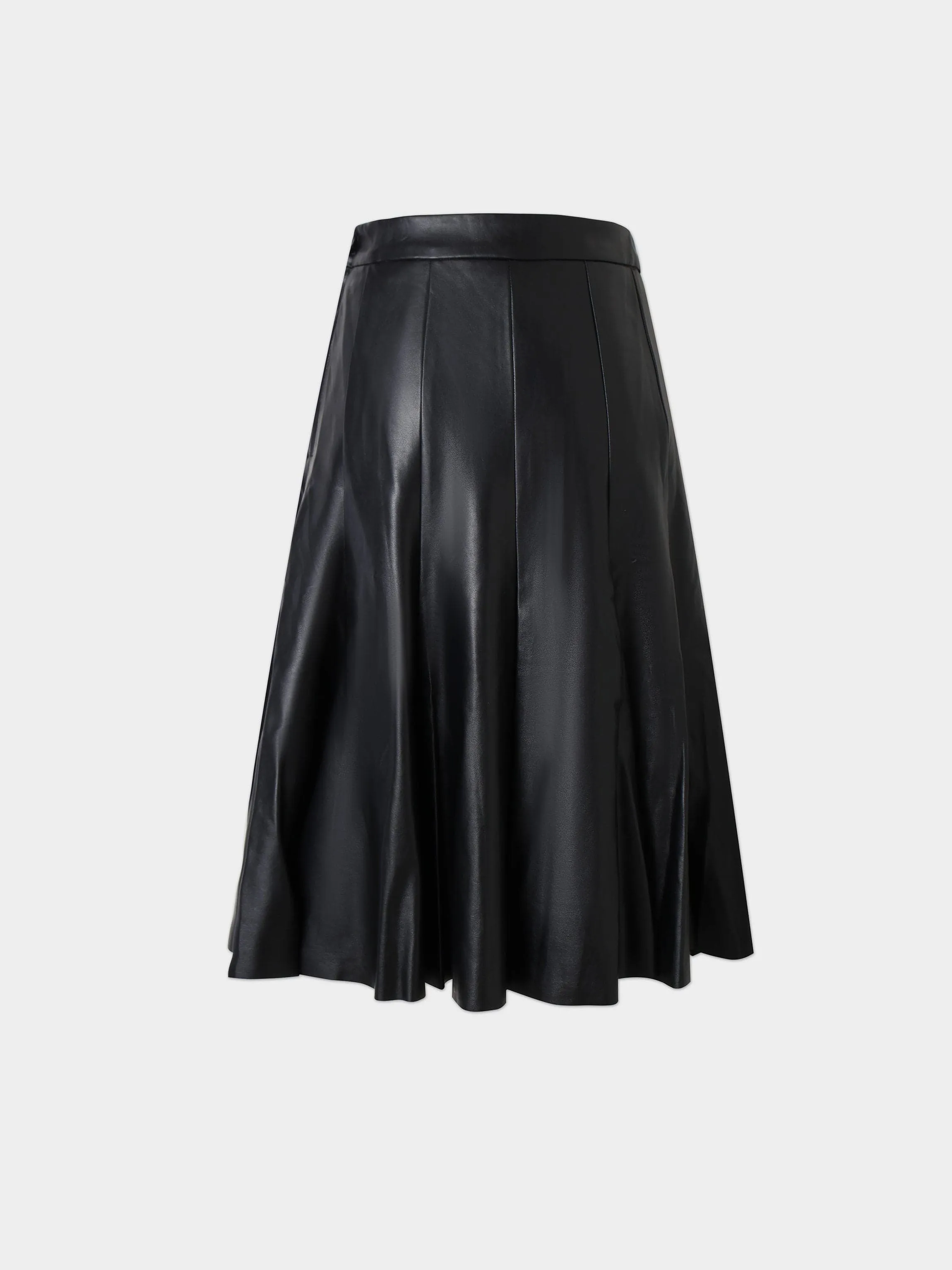 Flare Leather Skirt 23.5"-Black