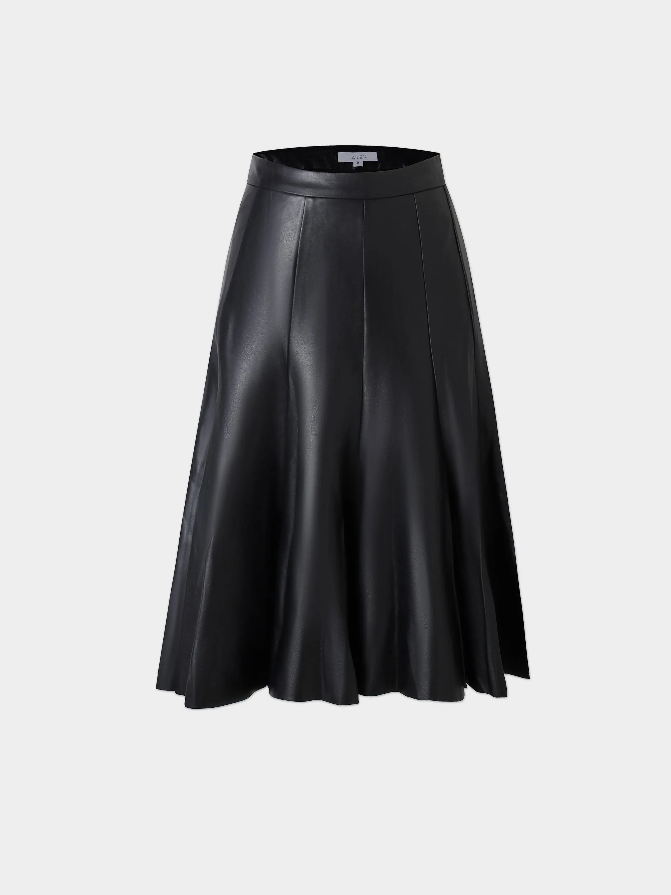 Flare Leather Skirt 23.5"-Black