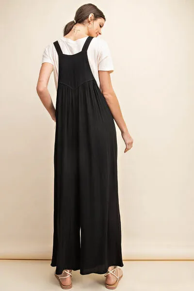 Full Size Sleeveless Ruched Wide Leg Overalls