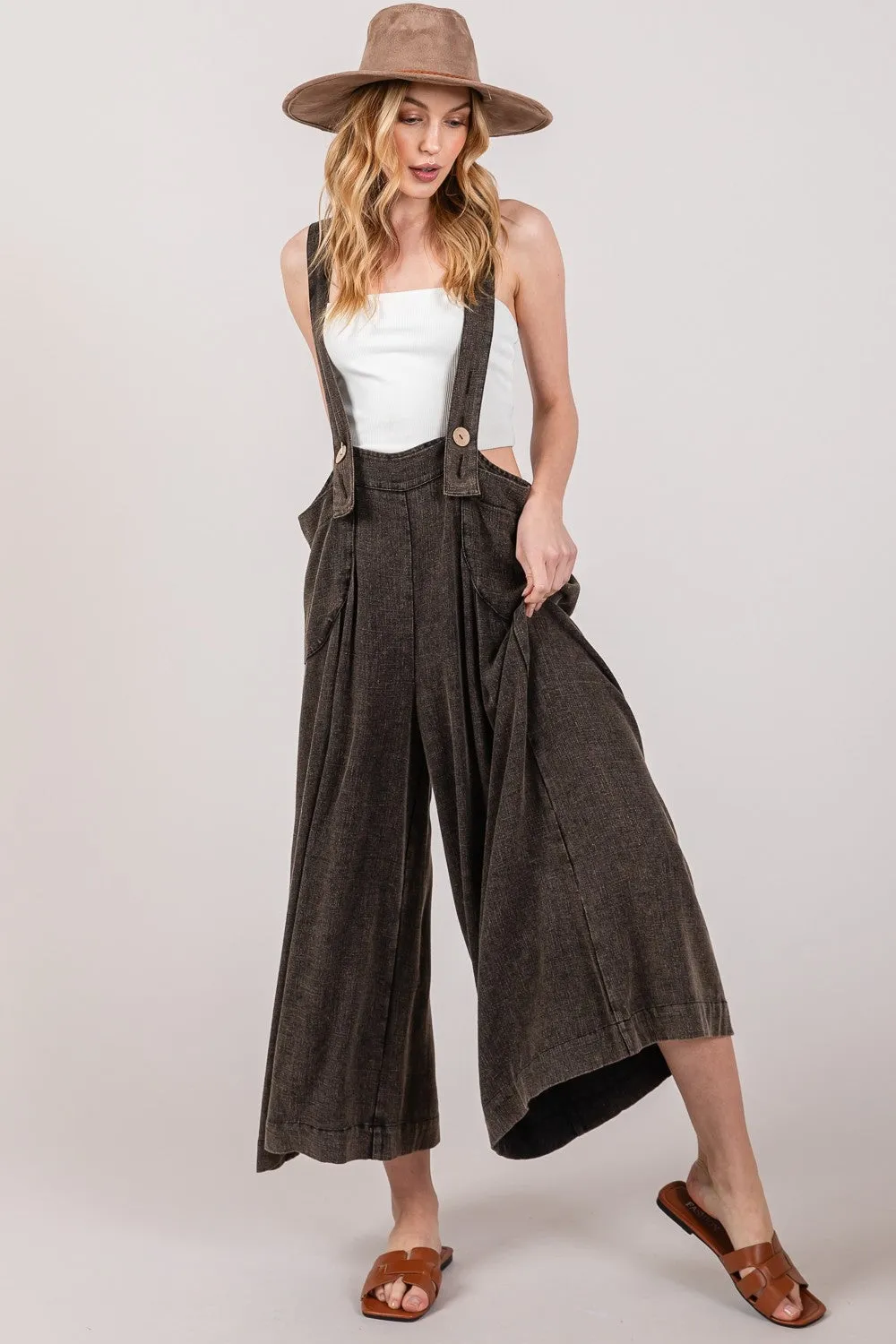 Full Size Wide Strap Wide Leg Overalls