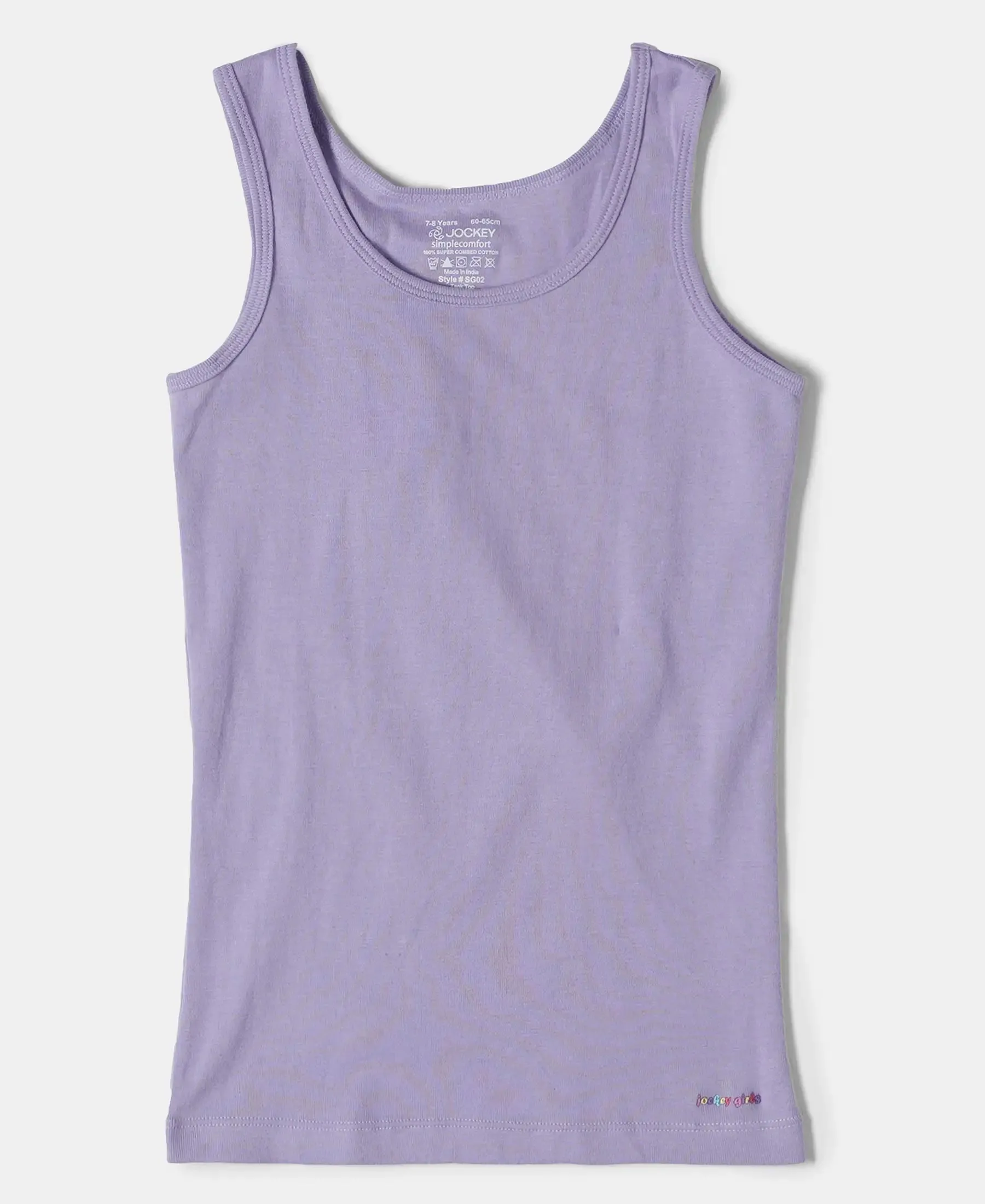 Girl's Super Combed Cotton Rib Solid Inner Tank Top - Violet Tulip