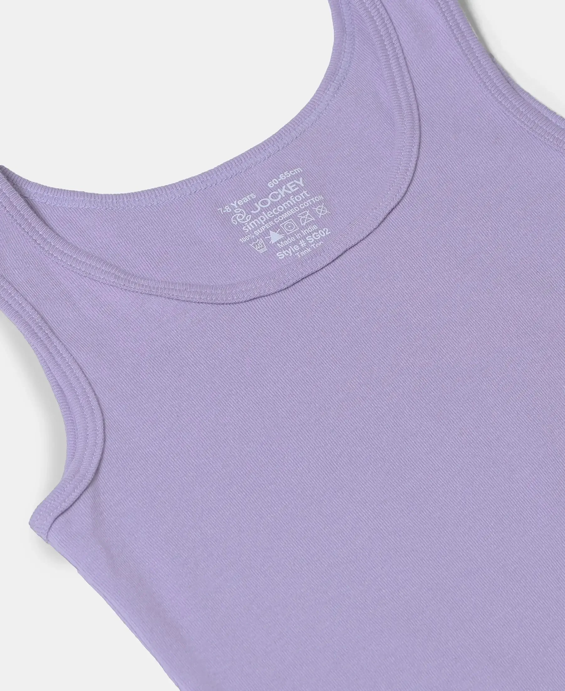 Girl's Super Combed Cotton Rib Solid Inner Tank Top - Violet Tulip