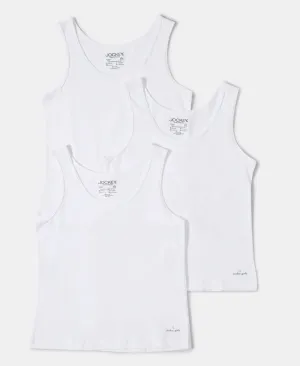 Girl's Super Combed Cotton Solid Inner Tank Top - White (Pack of 3)