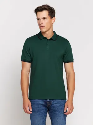 Green Short Sleeve Pique Polo Shirt