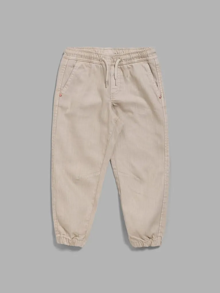 HOP Kids Solid Beige Joggers