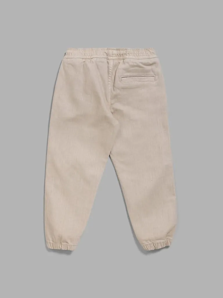 HOP Kids Solid Beige Joggers