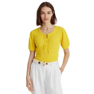 Lauren Ralph Lauren Petite Puffed Sleeve Top – Lemon Rind, Size PL