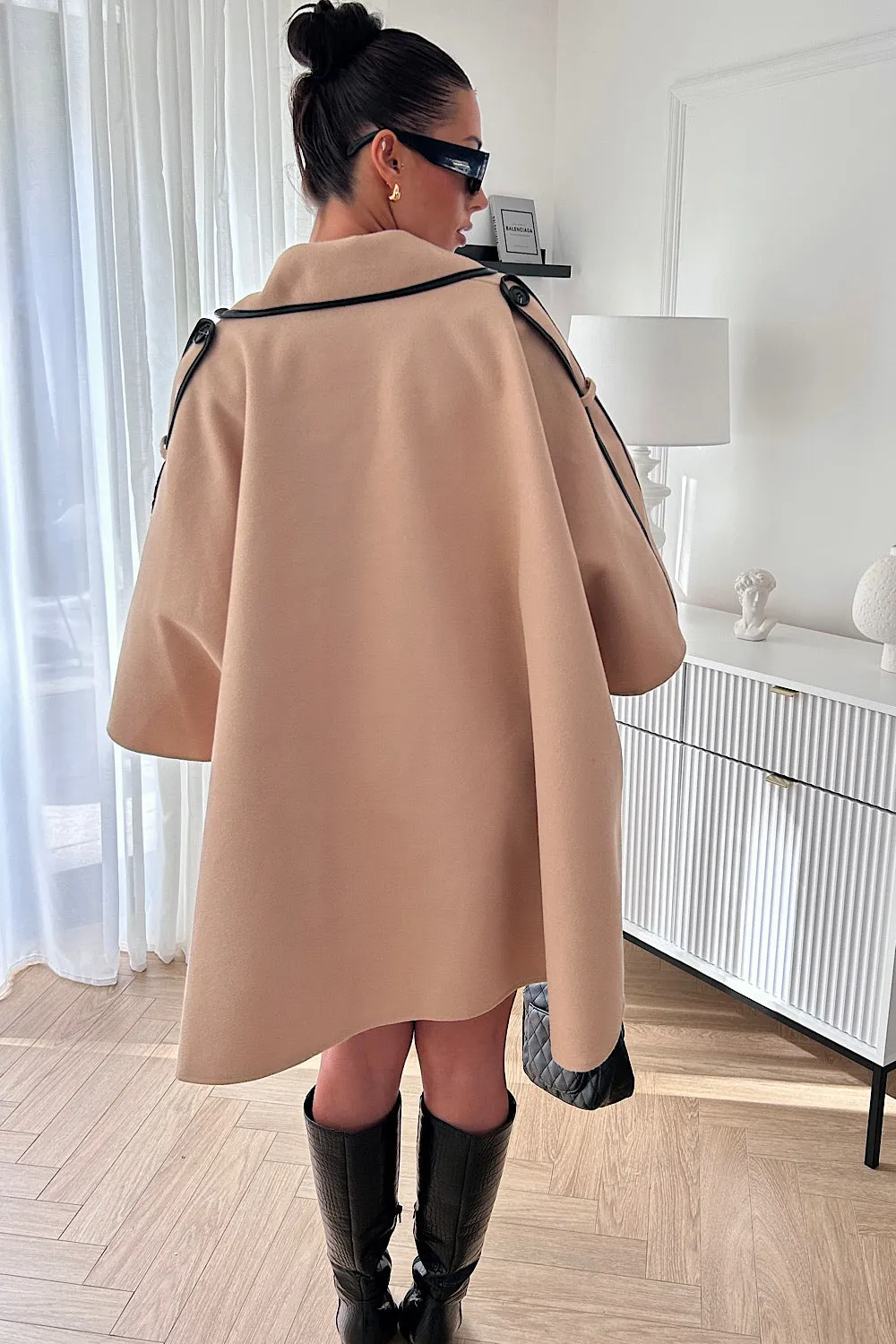 Layla Beige Cape Coat