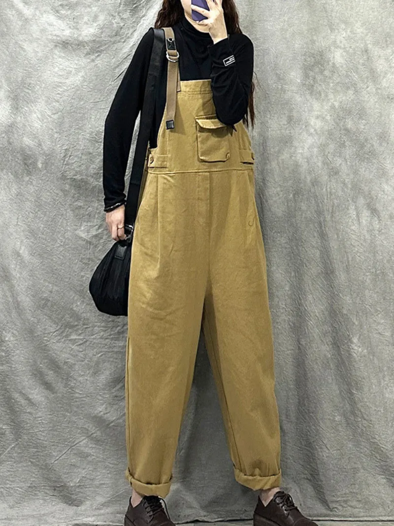 Loose Cotton Western Dungarees Overalls