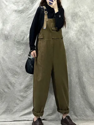 Loose Cotton Western Dungarees Overalls