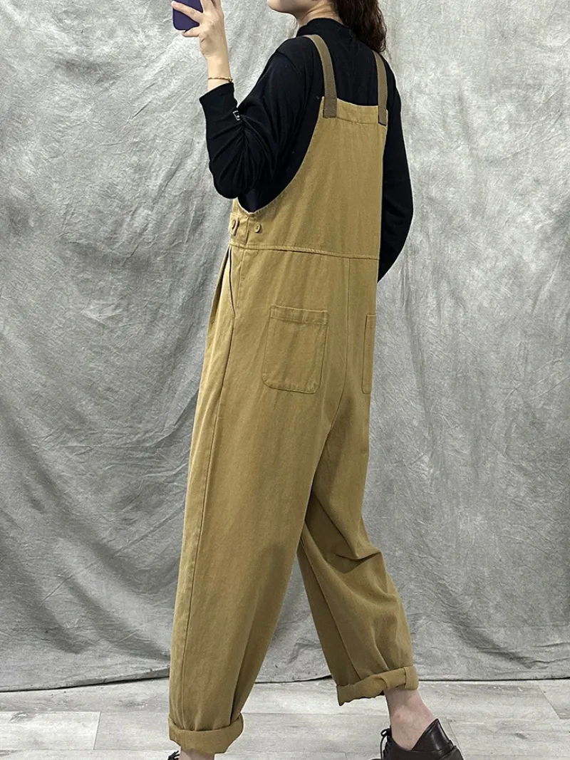 Loose Cotton Western Dungarees Overalls