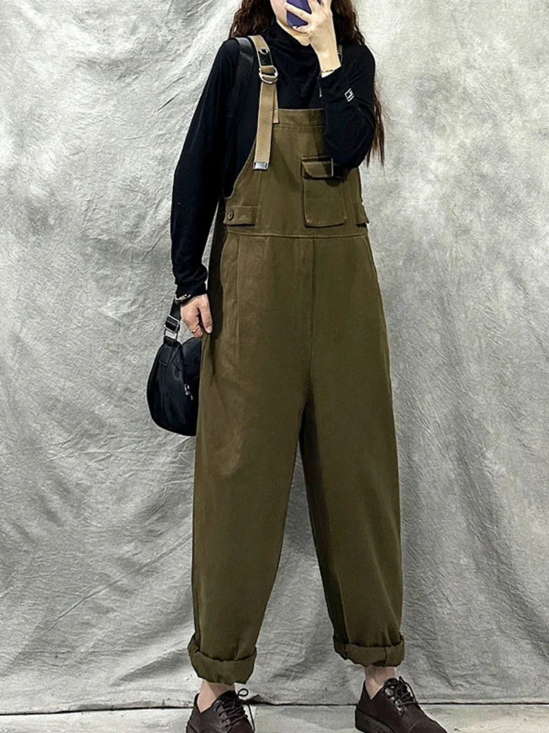 Loose Cotton Western Dungarees Overalls