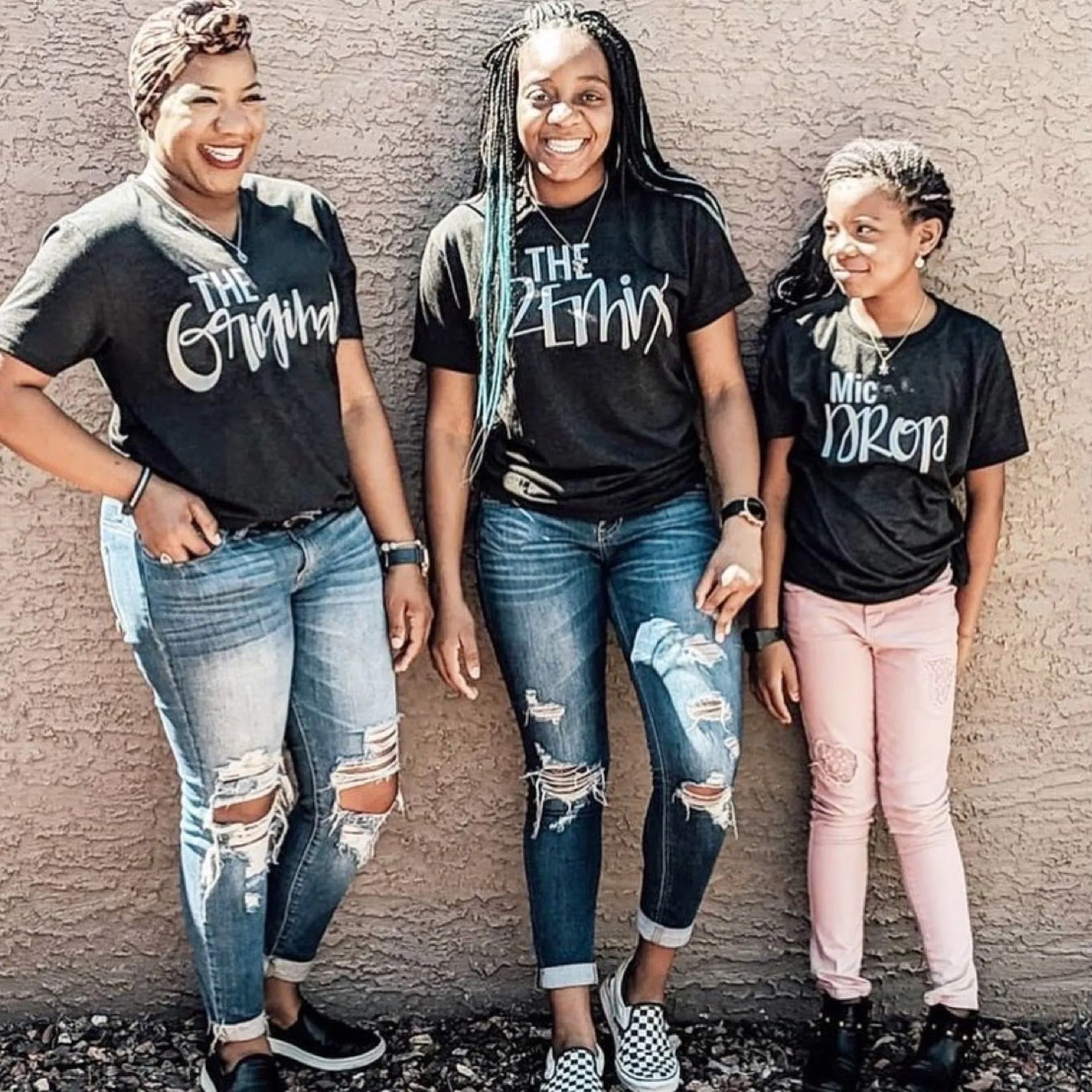 Matching Mom and Daughter Outfits - The Original The Remix Curvy Script Font (Black)