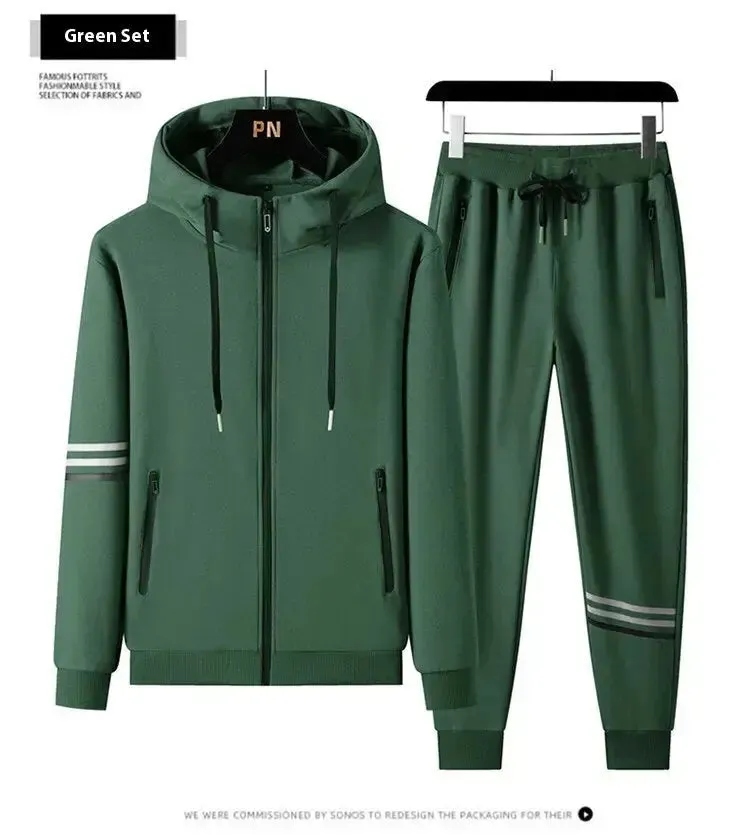 Men's Sports Pure Cotton Hooded Sweater Trousers Two-piece Set