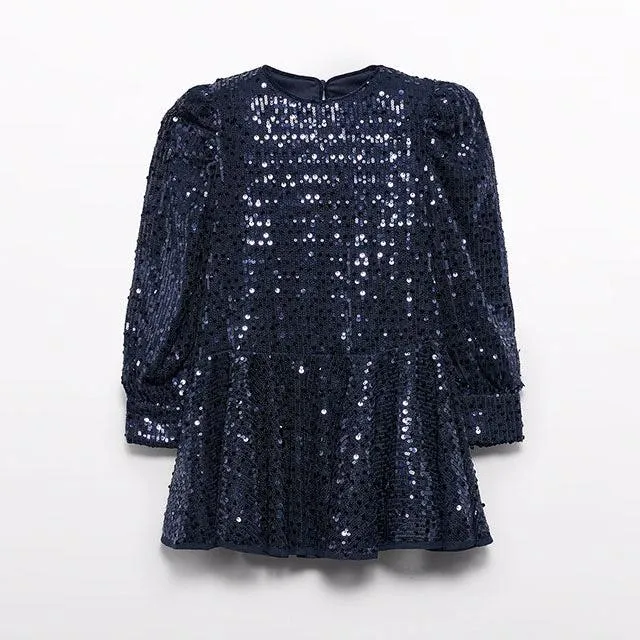 Navy Sequins Formal Dress