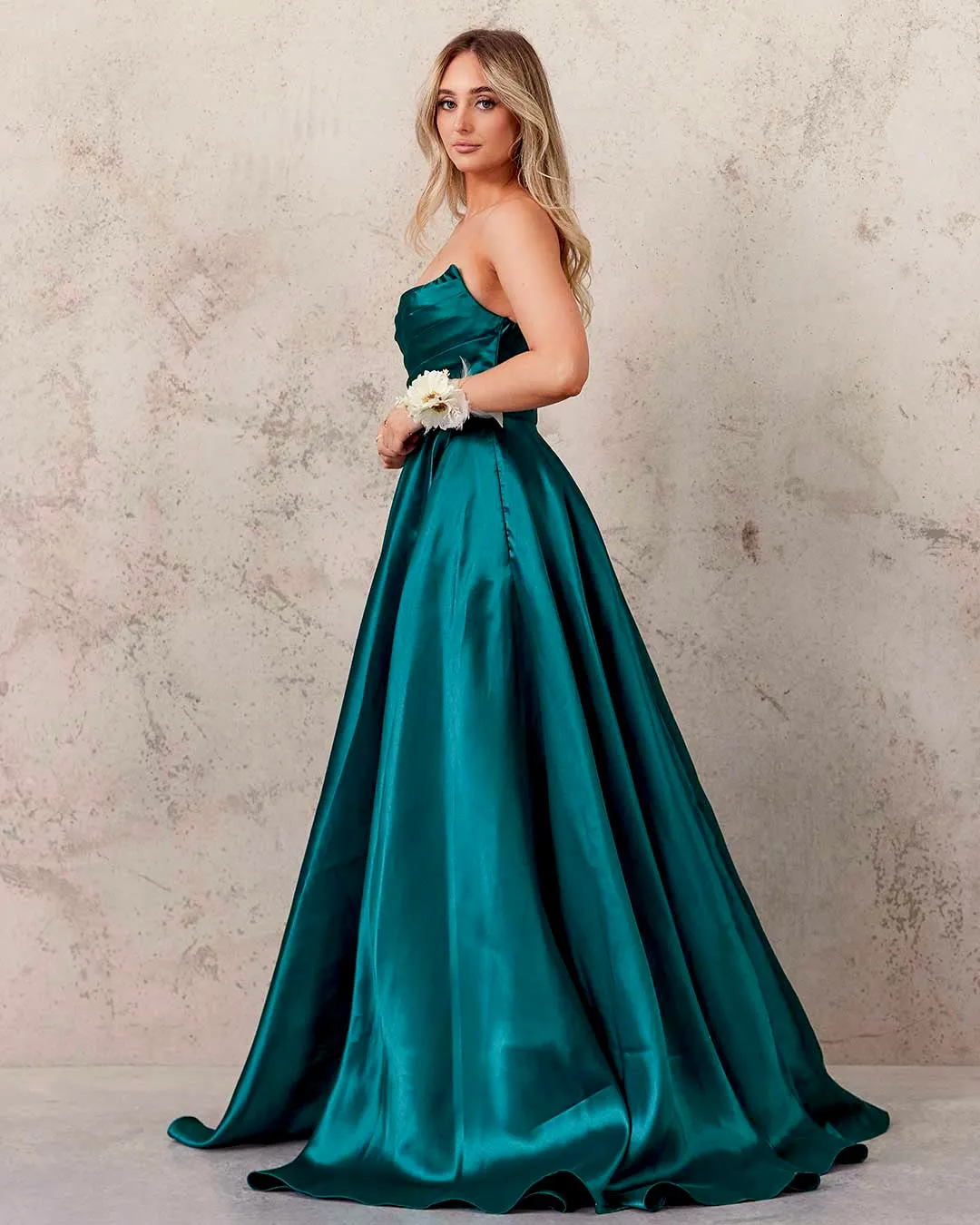 Paola Strapless Gown - Emerald