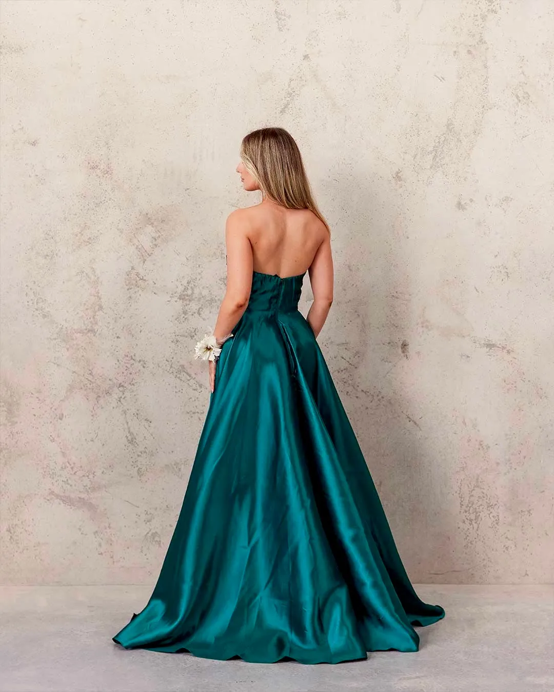 Paola Strapless Gown - Emerald