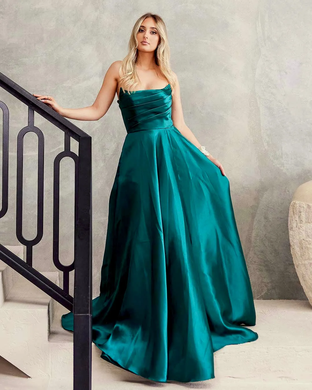 Paola Strapless Gown - Emerald