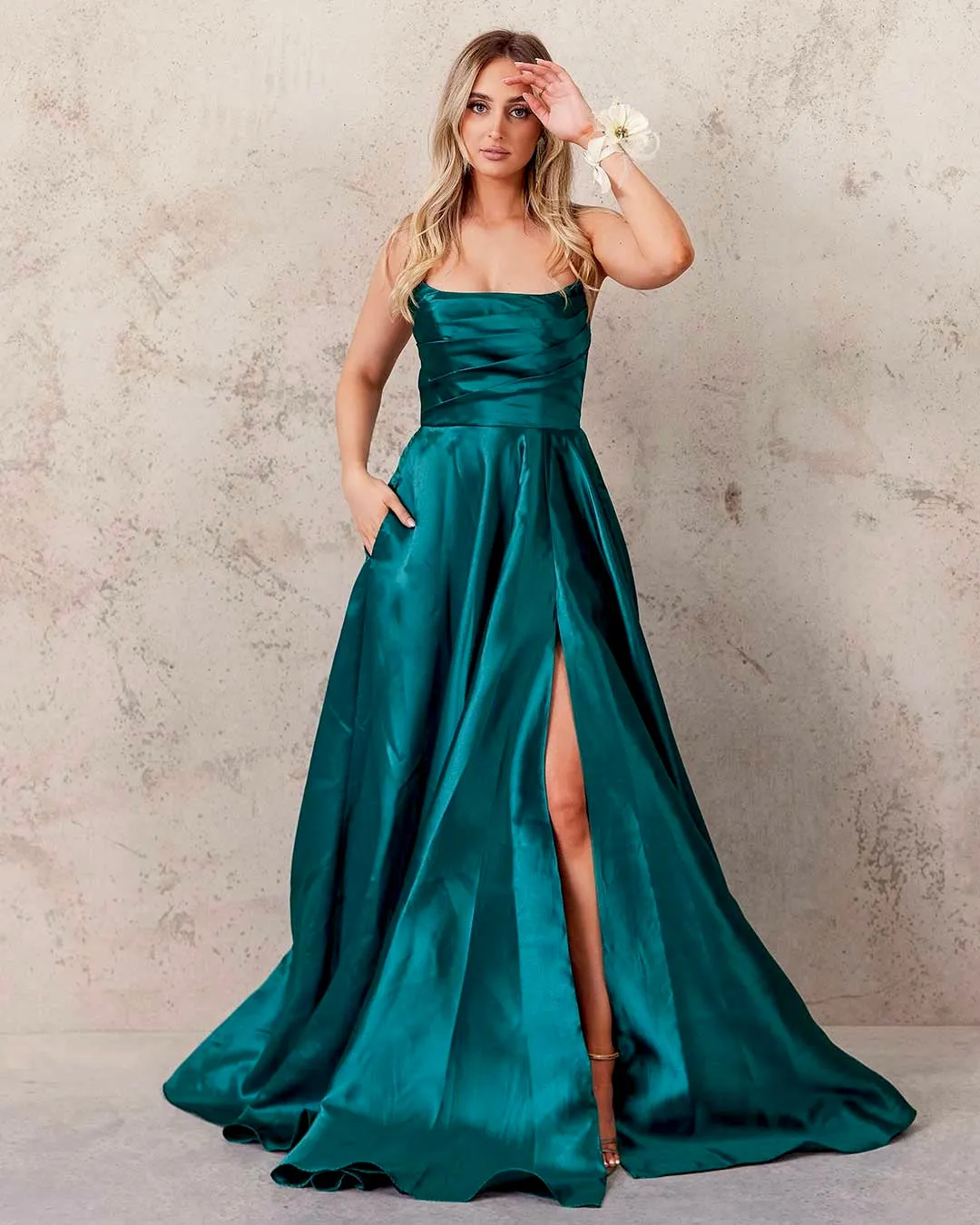 Paola Strapless Gown - Emerald