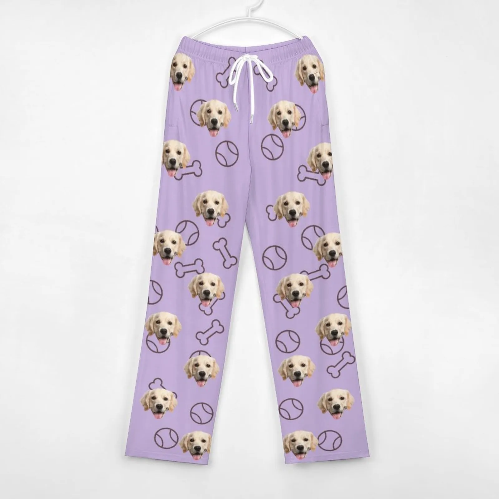 Personalized Long Pajama Pants Lacing Custom Face Bone Multicolor Sleepwear Slumber Party