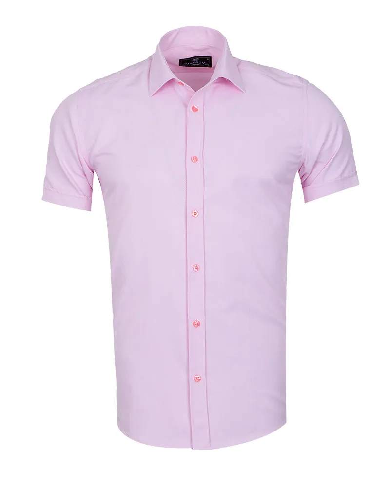 Pink Classic Twill Short Sleeve Shirt