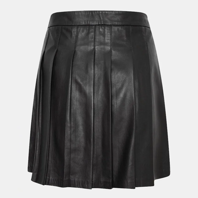 Real Quality Women’s Leather Pleated Skirt