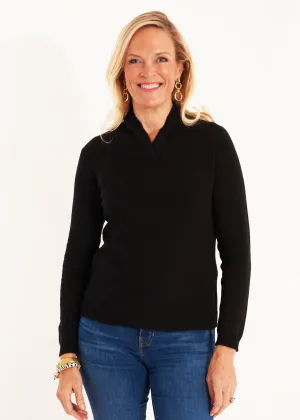 Ribbed Collar Pullover - Black