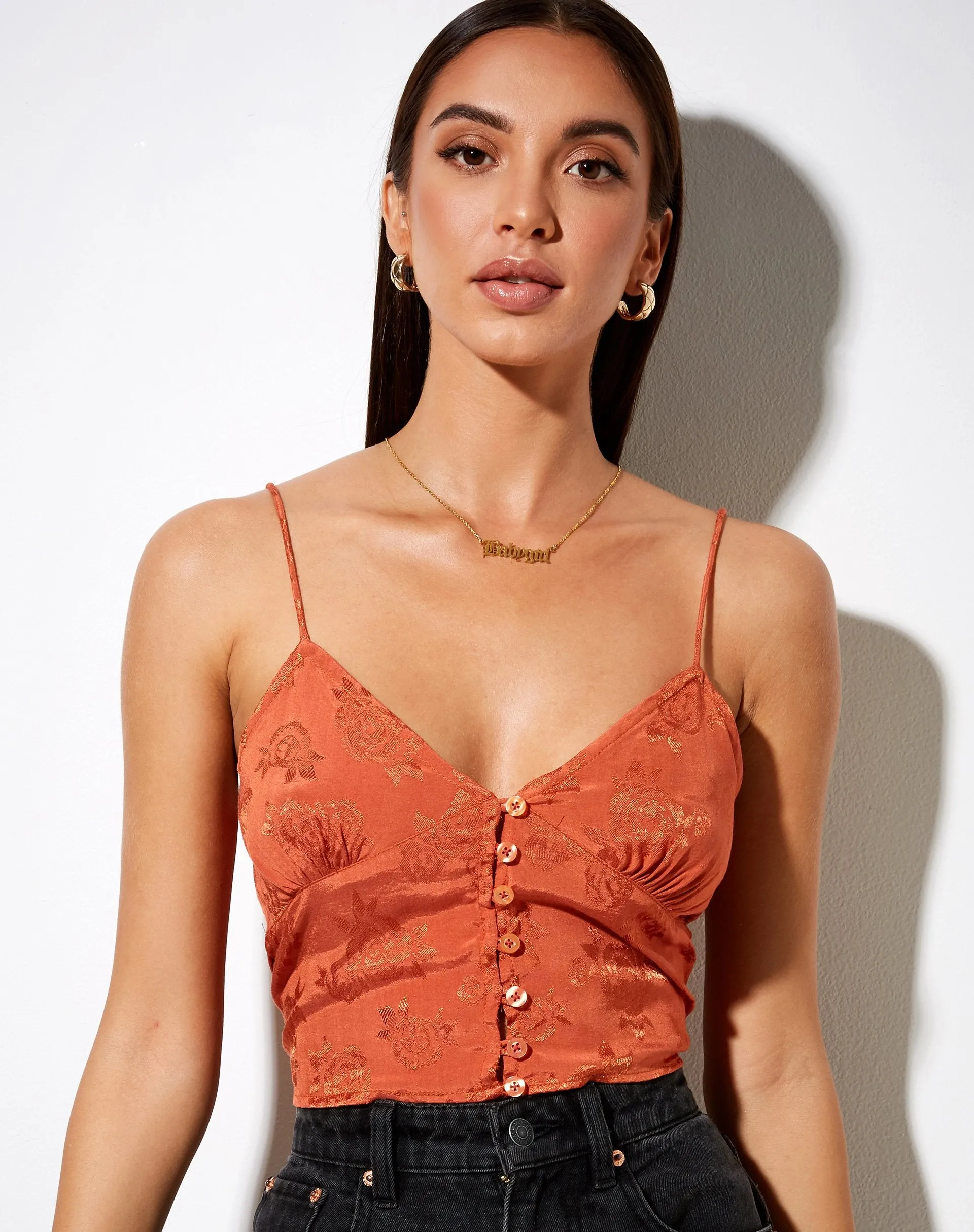 Sipa Crop Top in Satin Rose Copper