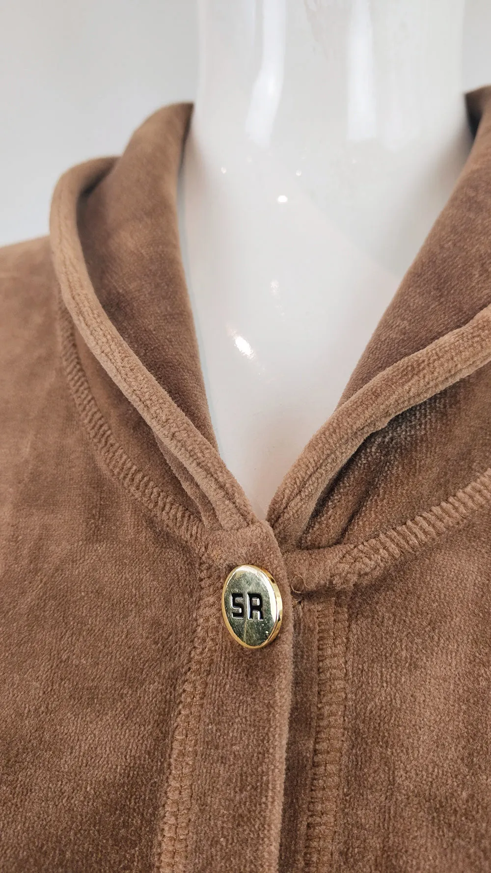 Sonia Rykiel Vintage Womens Brown Velour Bomber Jacket, 1980s