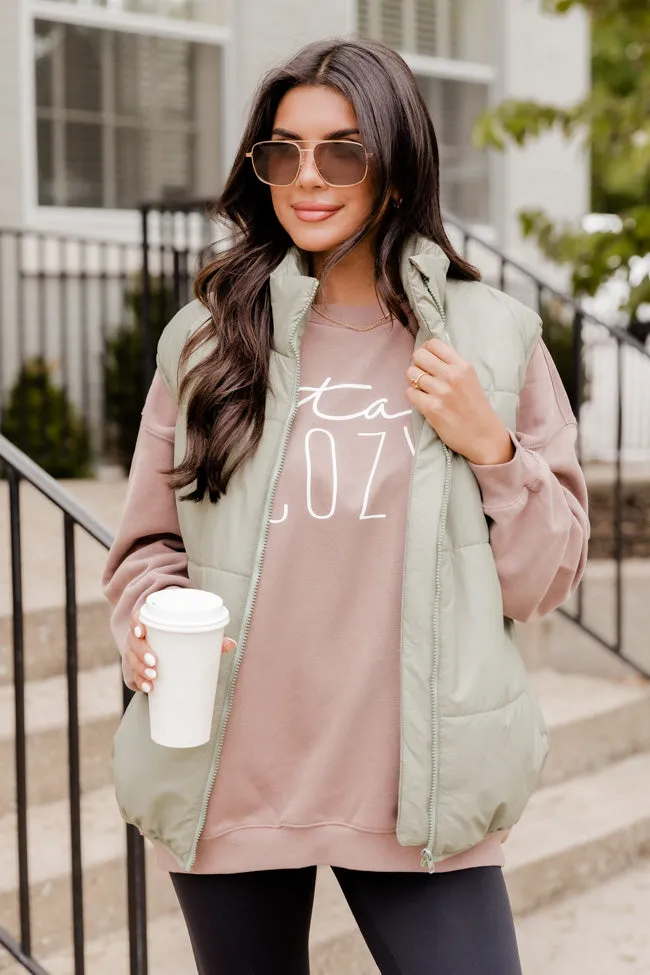 Stay Cozy Mocha Oversized Graphic Sweatshirt