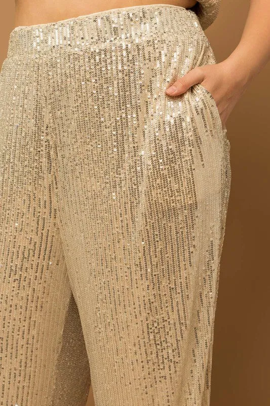 Straight Leg Sequin Pants