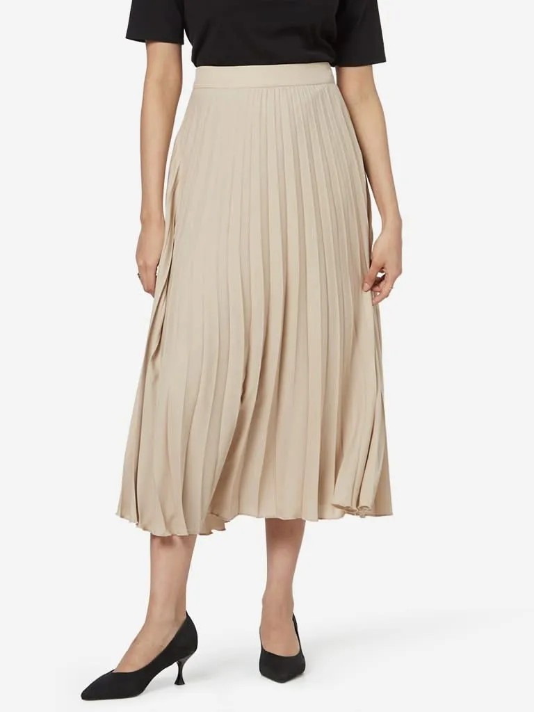 Wardrobe Beige Pleated Robe Skirt